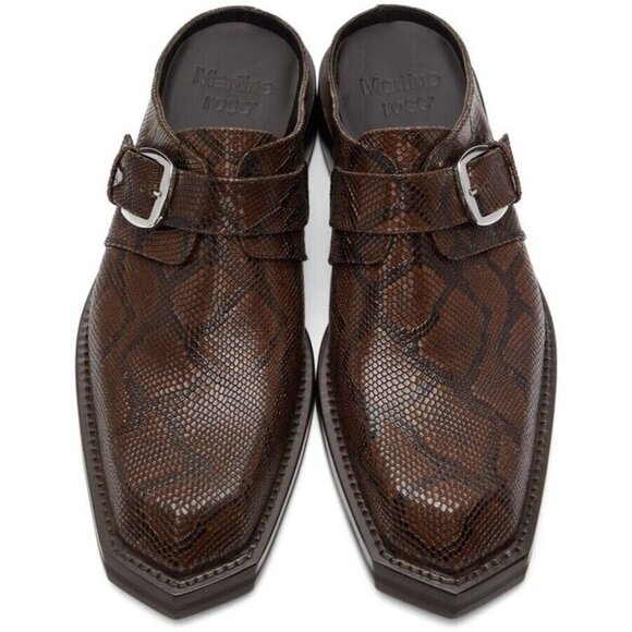 Martine Rose Python Chisel Toe Mules 40 M7 W10 Brown New - Picture 11 of 13